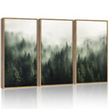 Green Forest Canvas Wall Art 16x24in Framed Nordic Nature Scene - Large Decor