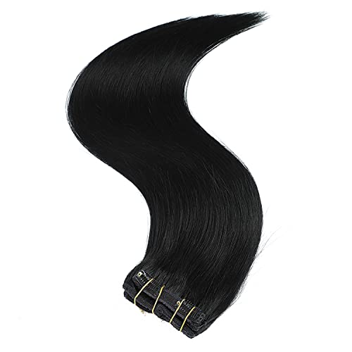 Clip in Hair Extensions 120g Set - Thick Remy Human Hair, Brazilian Straight, 14 Inch Variation 1#