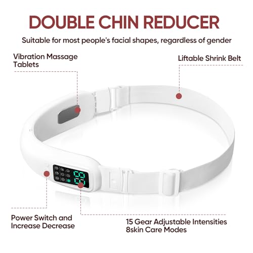 Intelligent Electric Double Chin and V-Shaped Face Machine with 8 Modes & 15 Adjustable Intensities - Women's V-Face Device - White