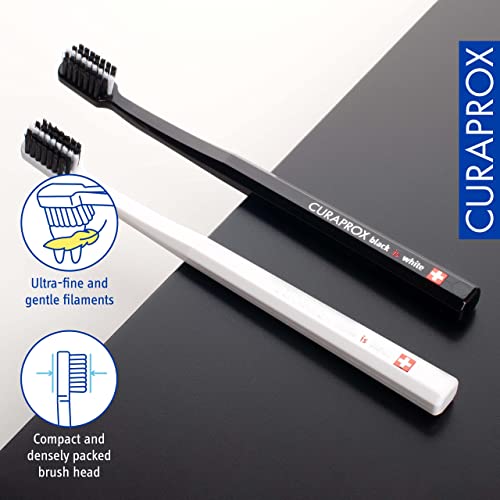 Curaprox Toothbrush Duo - Black and White 2-Pack Extra Soft Whitening Set