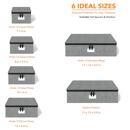 SpaceAid Grey Stackable Dinnerware Storage Containers 6 Pack with Dividers