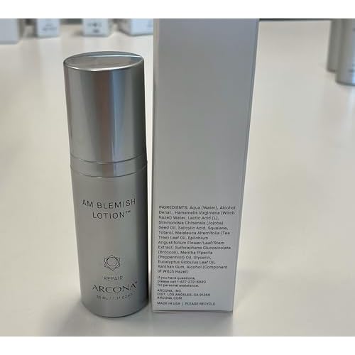 ARCONA AM Blemish Lotion - 3% Salicylic, 2% Lactic Acids, Tea Tree Extract, Witch Hazel, Jojoba Seed Oil - Non Irritating, Hydrating 1.17 fl oz. Made In The USA
