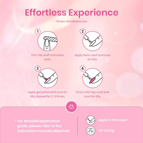 Beetles Gel Nail Polish Set ? 6 Pink Shades with Shimmer & Glitter Soak Off UV LED Gel Polish Kit Long Lasting Pink Reverie Collection DIY Home Salon Manicure Gift for Women & Girls