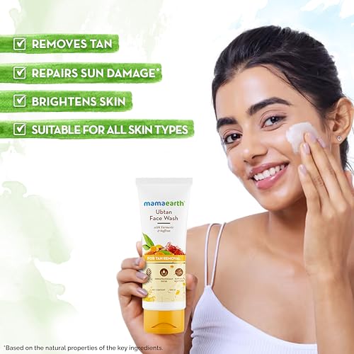 Mamaearth Ubtan Tan Removal Facial Kit | Face Wash, Scrub & Mask Combo for Glowing, Revitalize Skin With Turmeric, Saffron & Walnut | Paraben & Sulfate Free | For All Skin Types