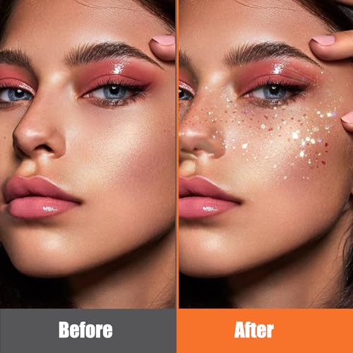 Glitter Freckles Face Tattoo,6PCS Festival Rave Accessories for Women,Gold Silver Face Waterproof Sparkles Freckles Half Magic Makeup Jewels Stickers (6PCS)