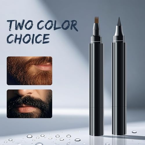 Beard Pencil Filler for Men Black - Beard Pen With Beard Brush & Comb, Barber Pencil Dual-Head, Sweat-Proof & Waterproof Beard Filler Grooming Kit for Men, Gifts for Men (Black)