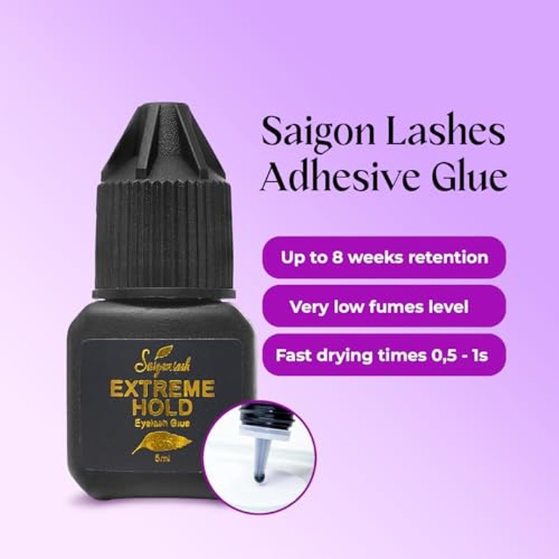 Extreme Hold Eyelash Extension Glue ? 0.5?1s Drying Time, 8 Weeks Retention, 5ml Black Lash Adhesive for Classic & Volume Lashes, Salon Use, Fast Bonding Lash Glue