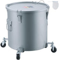 10 Gallon Fryer Grease Bucket - Silver Gray Oil Disposal Container with Filter & Lock Clips