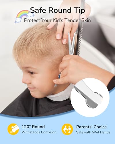 ULG Kids Hair Cutting Scissors 6.5" Safety Round Tip for Children & Adults
