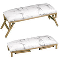 Foldable White-Marble Nail Arm Rest for Manicure & Nail Tech - Microfiber Leather Hand Support
