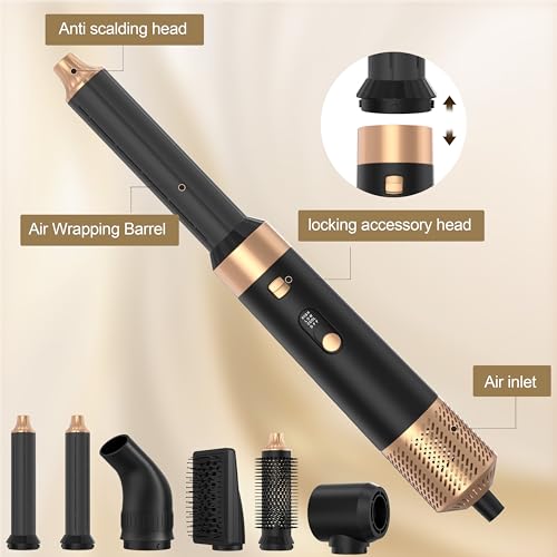 6-in-1 Hot Air Hair Styler Brush with 950W Curling, Straightening & Volumizing