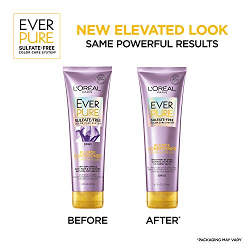 L'Oreal Paris EverPure Blonde Sulfate Free Shampoo for Color-Treated Hair, Neutralizes Brass + Balances, For Blonde Hair, 2 Count (8.5 Fl; Oz each) (Packaging May Vary)