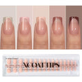 BTArtboxnails XCOATTIPS Press on Nails - French Tip Press on Nails Short Square, Skin Tones Soft Gel Nails False Nail Tips, Soak Off Acrylic Nails Extensions