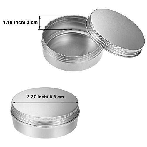 TecUnite 24 Pcs 4 oz Metal Tin Cans Aluminum Round Tin Containers Empty Cans with Screw Lid for Candle Storage Cosmetic Sample Travel Salve Cream