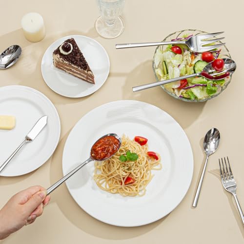 45-Piece Silverware Set with Serving Utensils - Forged Flatware Cutlery, Silver Variation