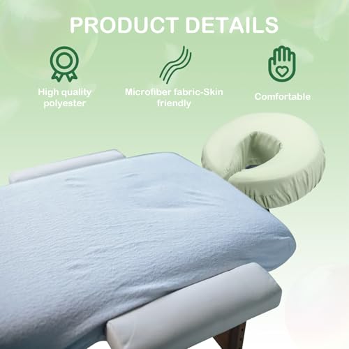 Tatuo 12 Pcs Face Cradle Covers for Massage Head Rest Microfiber Reusable Soft Thicker Massage Table Face Covers Oil Proof Headrest Cradle Sheets for Spa Beauty(Sage)