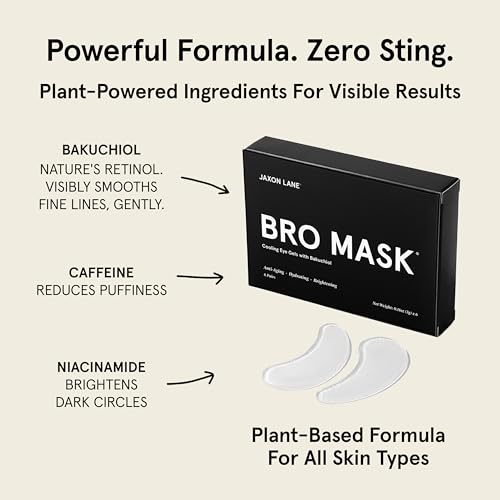 JAXON LANE Under Eye Mask Patches for Dark Circles - 6 Pairs, Men’s Hydrating Gel
