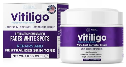 AURA VITAMINS Vitiligo Cream 8oz Pack of 2 - Repigmenting Skin Support for White Spots