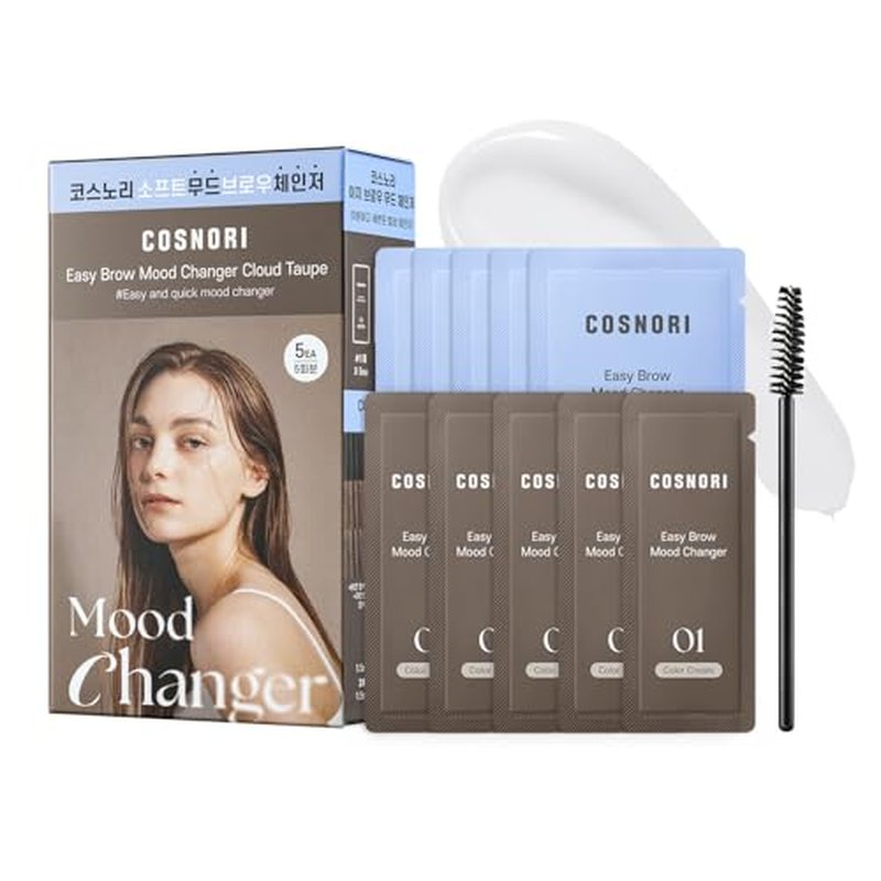 COSNORI Easy Brow Mood Changer Cloud Taupe ? Brow Tinting Kit, Soft Ash Brown Shade, Natural-Looking Brows, Gentle Formula, At-Home Application, 5 Applications