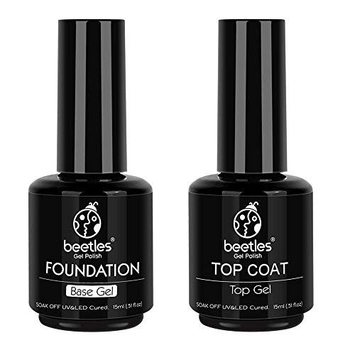 Beetles Chrome Nail Powder+2PCS 15ml Black White Color Gel Polish+2PCS 15ml No Wipe Base Top Coat