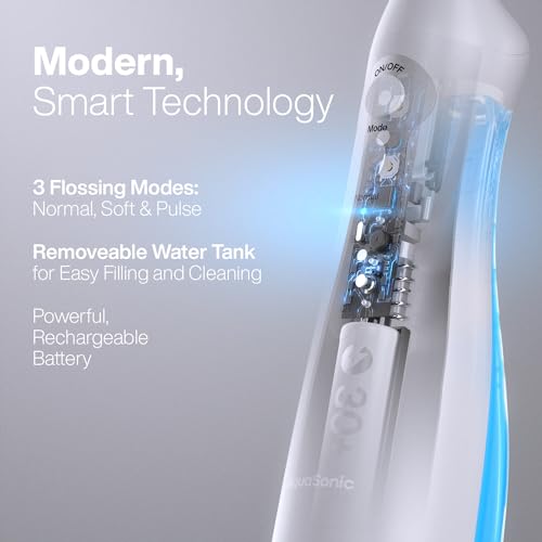 Aquasonic Aqua Flosser Water Flosser ADA Accepted White - Cordless & Travel-Friendly