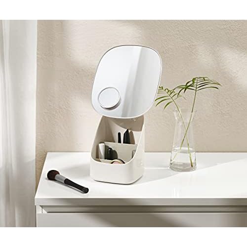 Joseph Joseph Viva Makeup Cosmetic Storage Organizer, Large with Mirror, Shell
