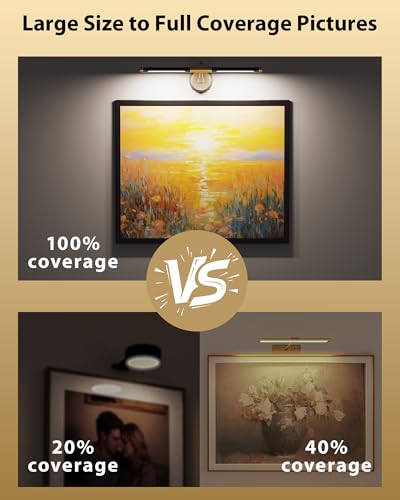 URSOLA Rechargeable Cordless Picture Light with Remote, Dimmable & Timer, 24-inch Wall Art Lighting for Paintings