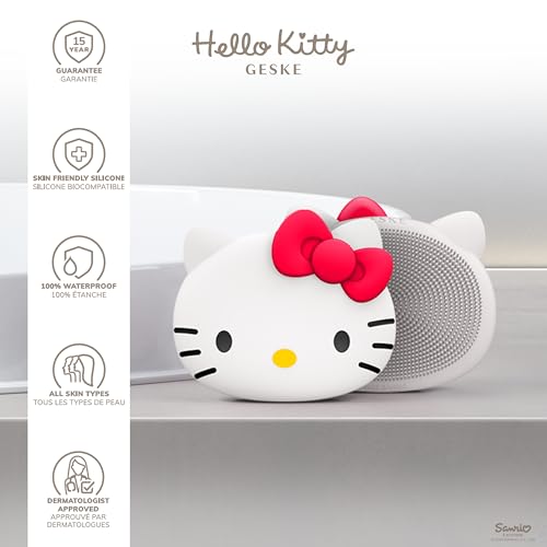 GESKE x Hello Kitty SmartAppGuided Facial Brush | 3 in 1 | Skin Cleansing Silicone | Routine Skincare | Gentle Cleansing | Facial Cleanser
