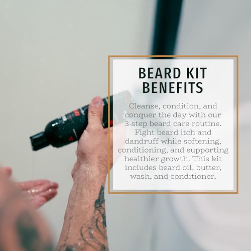 Live Bearded Complete Beard Grooming Kit - Wash, Conditioner, Butter and Oil - Made in the USA with All-Natural Ingredients - Mens Groom Set | Executive Scent - Cedar, Vanilla