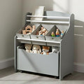 Humble Crew 3-in-1 Kids Bookshelf & Toy Organizer - Grey | Rolling Toy Storage for Toddlers
