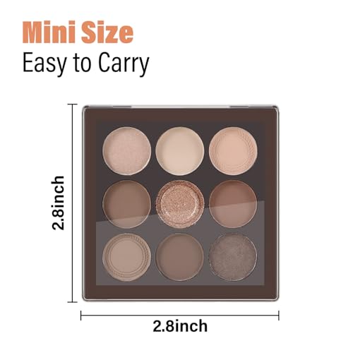Nude Eyeshadow Palette-9 Colors, Blendable Matte and Shimmers Pigmented Eye Shadow Powder, Multiuse Makeup Pallet, Easy to Use