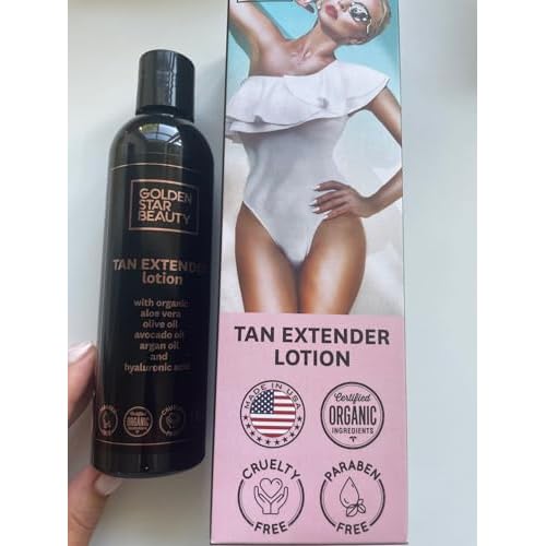 Tan Extender Daily Moisturizer - Best After Tanning Lotion w/Organic Oils and Hyaluronic Acid to Extend Your Tan from Sunless Tanner, Spray Tan, Sun or Tanning Bed 8.0 fl.oz.- Booklet included