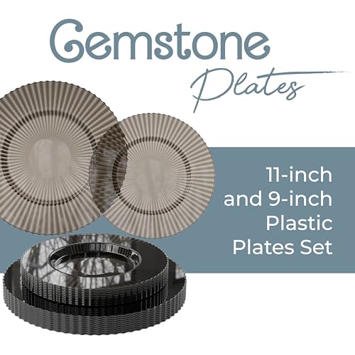 Brown Plastic Disposable Plate Set - 80 Pieces for Weddings & Events - 9" & 11" - Variation of THIS listing