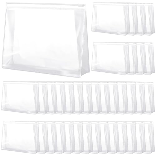 50 Pcs Clear Makeup Bags with Zipper - Waterproof Portable Storage 11.8 x 9.7 in