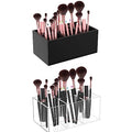 HIIMIEI Black Makeup Brush Holder Organizer Acrylic 6-Slots Cosmetic Brushes Storage Organizer for Vanity Countertop