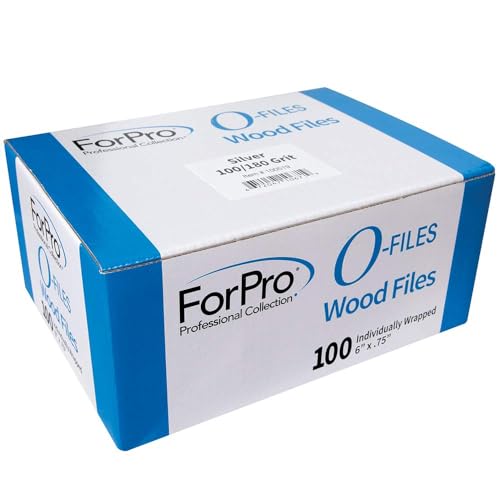 ForPro Silver Wood Nail Files - Double-Sided 100/180 Grit, 6 Inch, 100 Count