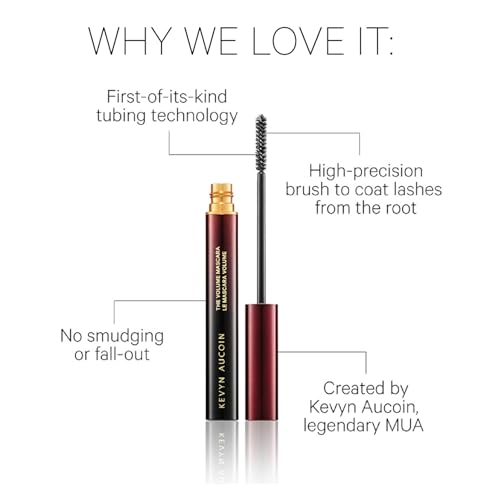 Kevyn Aucoin The Volume Mascara - Rich Pitch Black 0.18oz, Long Wear, Clump-Free, Water-Removable