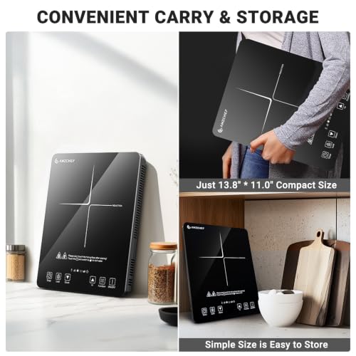 Portable Induction Cooktop 1800W with 20 Power & Temperature Levels