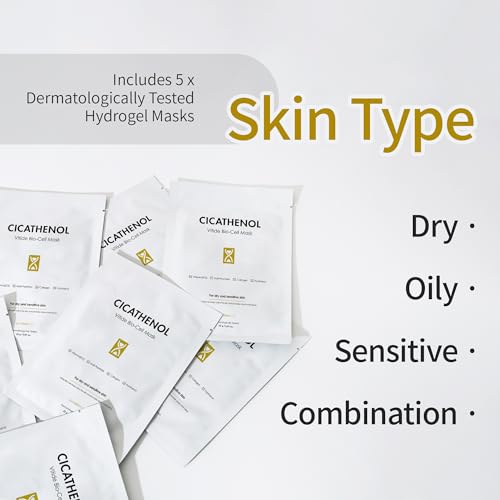 Dr.CHROMCELL] CICATHENOL Vitide BioCell Mask | Korean Hydrogel Mask | Collagen Sheet Mask | Hydrogel Sheet Mask | Firming Face Mask | Korean Face Masks Skin Care | 5 Hydrogel Mask Set