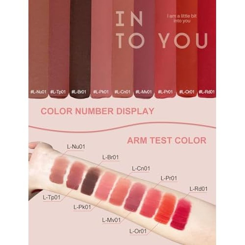INTO YOU Matte Velvet Lip Stain Long Lasting Waterproof Lip Gloss Makeup Moisturizing Lipstick for Women (L-Rd01)