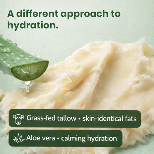 Daily Body Lotion for Dry & Sensitive Skin ? Grass Fed Tallow & Aloe Vera Moisturizer for Face & Body ? Non-Toxic, Deep Hydration, After Sun Care