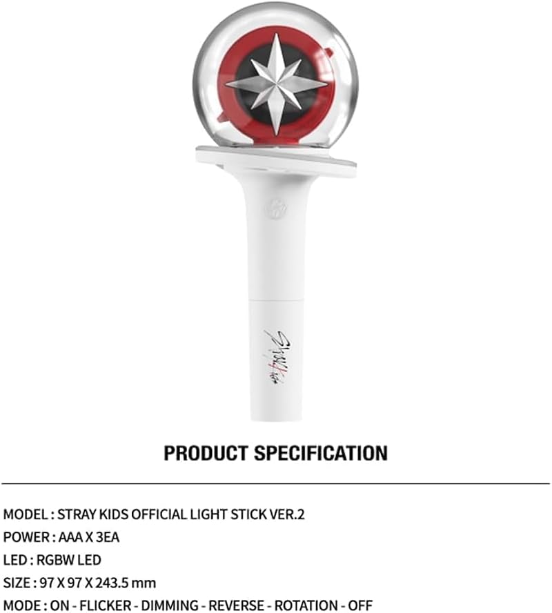 Straykids Lightstick Ver2 with Bluetooth, Cheering Lights, Merch Bracelets & Photocards