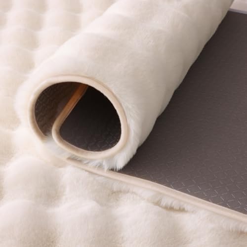 Chovy Creamy White Rabbit Plush Rug 5x8 ft Fluffy Faux Fur Kids & Nursery Decor