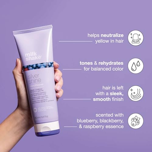 milk_shake Silver Shine Conditioner 8.5 Fl Oz Neutralizes Yellow Brass for Blonde & Grey Hair