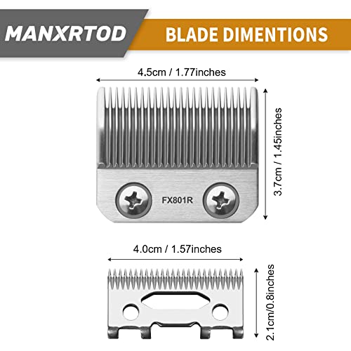 FX801R-SILVER Replacement Clipper Blades for FX870/FXF880/FX810/FX825/FX673N, DLC Steel, Professional Precision