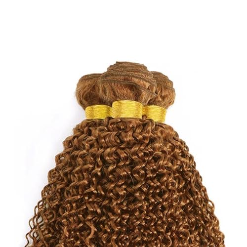 Light Brown Human Hair Bundles - Curly Brazilian Virgin Hair Pack 10 12 14 Inch