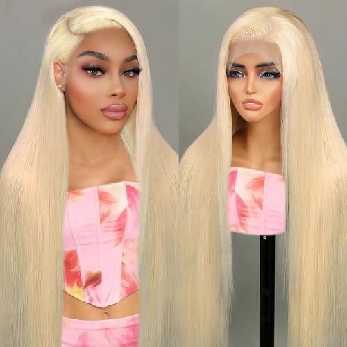 Blonde 13x6 Lace Front Human Hair Wig 30 Inch Straight 180 Density - Variation: Blonde Human Hair / 30 Inch