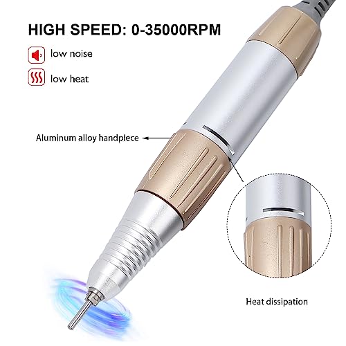 Electric Nail Drill Pen 35000RPM with Replacement Handle for Manicure Pedicure