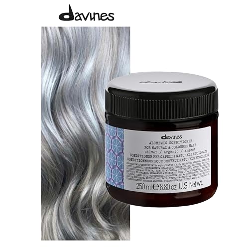 Davines Alchemic Conditioner Silver, Color Depositing Purple Cream for Platinum & Cool Blonde Hair - Neutralizes Yellow & Hydrates with Jojoba Oil, 8.45 Fl Oz