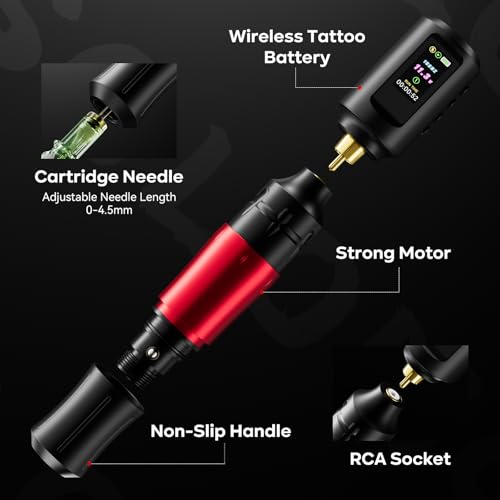 Complete Wireless Tattoo Practice Kit with Power Supply LCD Screen and Accessories